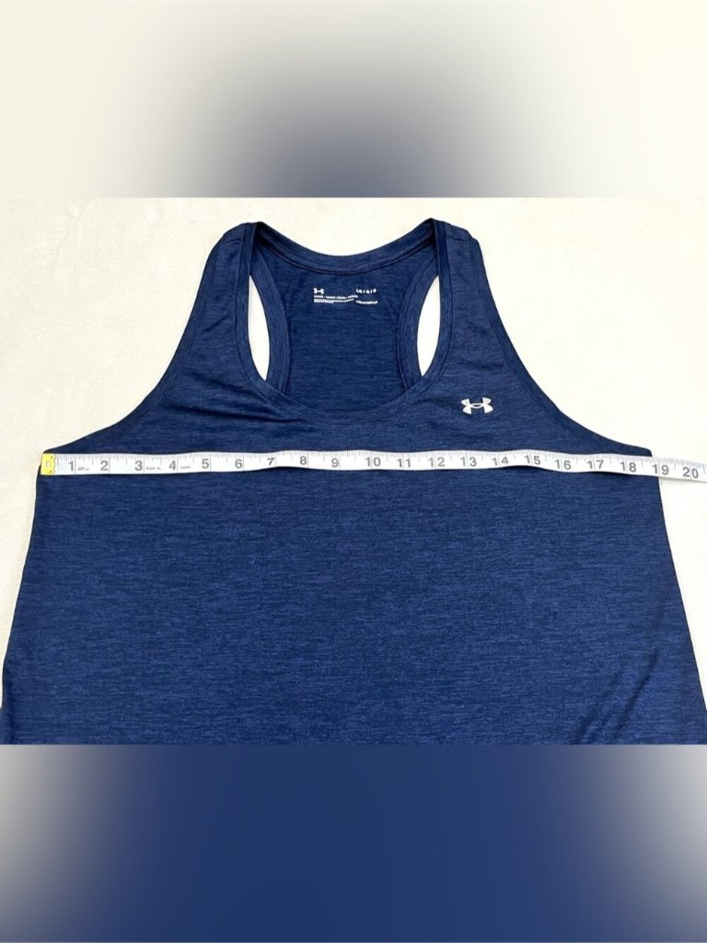 Heathered Navy Blue Racerback Performance Tank Top - Picture 4 of 5
